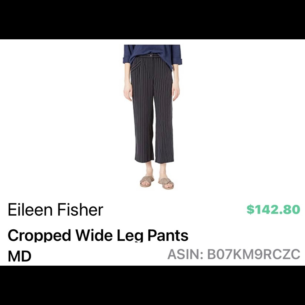 Eileen Fisher cropped wide legged pant. Size Md